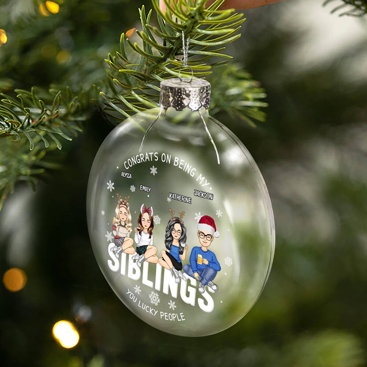 Congrats On Being My Bestie - Christmas Gift For Friends, Sisters, Sibling - Personalized Clear Flat Ball Ornament