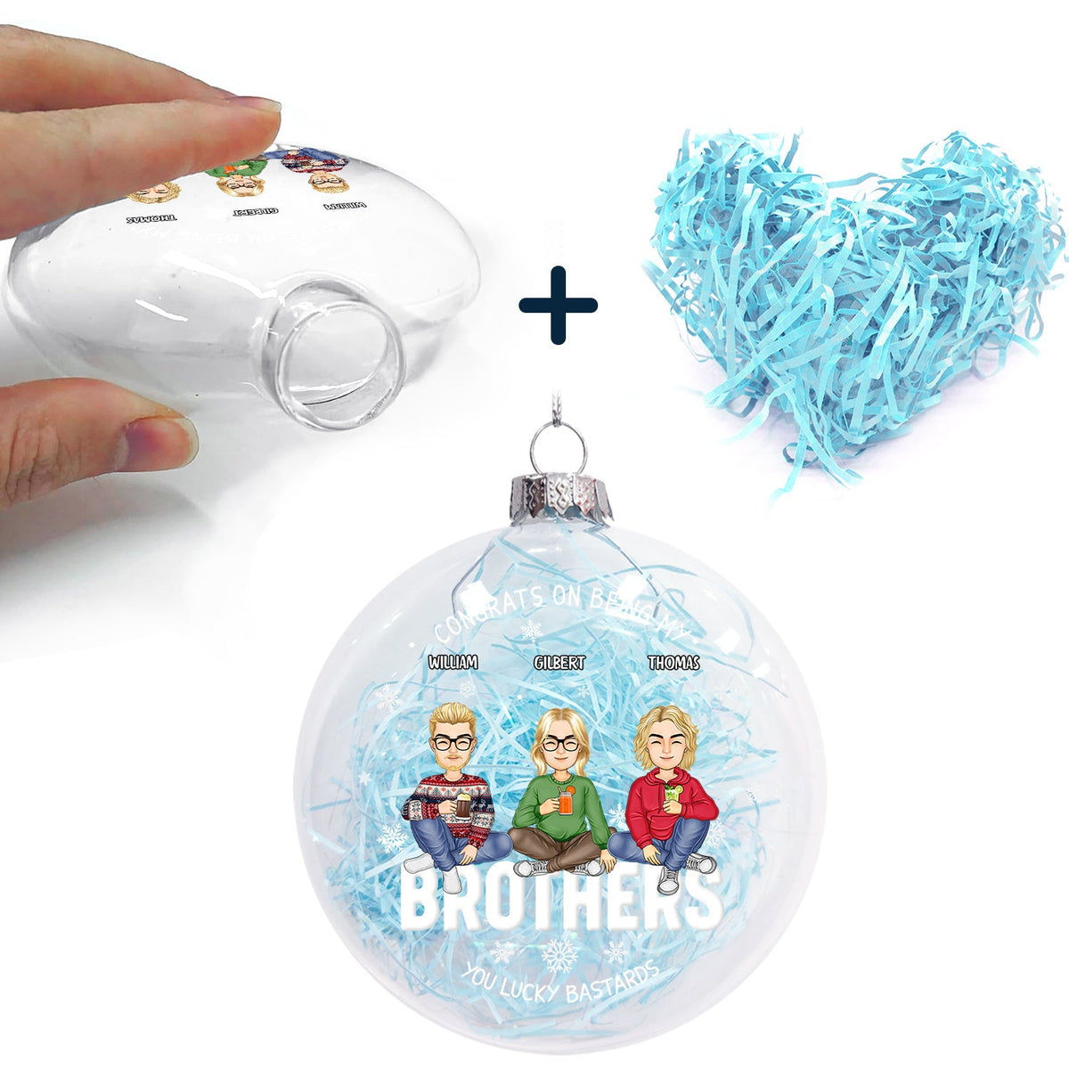 Congrats On Being My Bestie - Christmas Gift For Friends, Sisters, Sibling - Personalized Clear Flat Ball Ornament