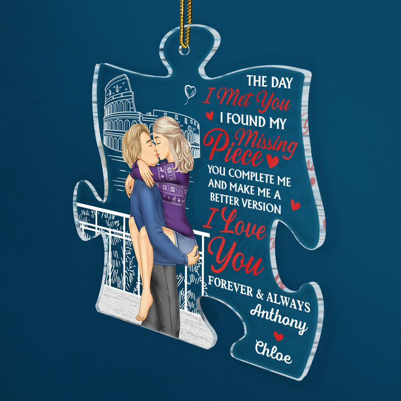 My Missing Piece I Love You Forever And Always - Christmas Gift For Couple, Spouse, Husband, Wife - Personalized Custom Shaped Acrylic Ornament