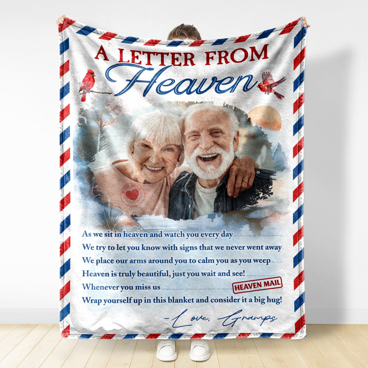 Custom Photo A Letter From Heaven Wrap Yourself Up - Memorial Gift For Family, Friend, Pet Lover - Personalized Fleece Blanket