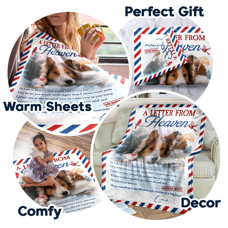Custom Photo A Letter From Heaven Wrap Yourself Up - Memorial Gift For Family, Friend, Pet Lover - Personalized Fleece Blanket