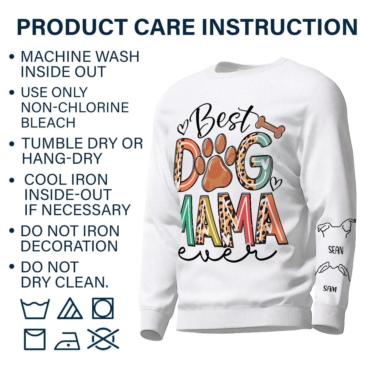 Best Dog Mom - Gift For Mothers, Pet Lovers - Personalized Sweatshirt With Sleeve Imprint