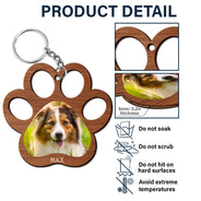 Custom Photo Paw Print - Gift For Cat Lovers, Dog Lovers - Personalized Cutout Wooden Keychain