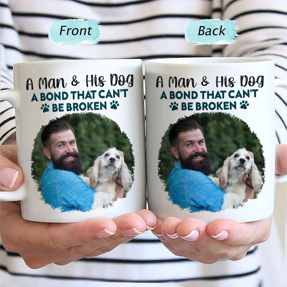 Custom Photo A Bond That Can't Be Broken - Gift For Dog Lovers, Dog Mom, Dog Dad - Personalized Mug