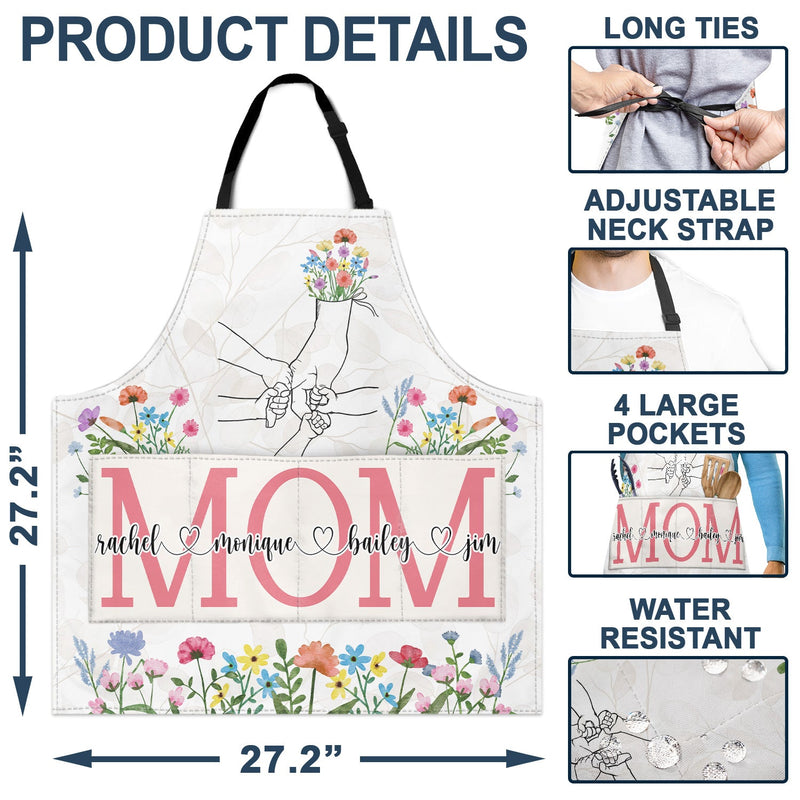 Hand In Hand Wild Flowers - Birthday, Loving Gift For Mom, Nana - Personalized Apron
