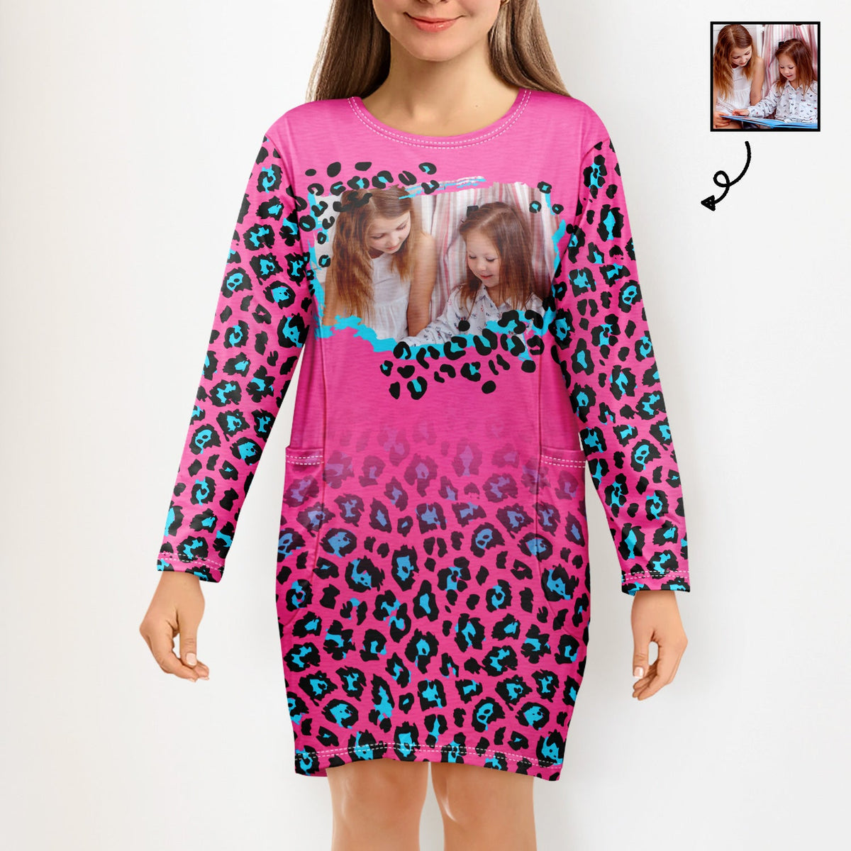 Custom Photo Hot Pink Leopard - Gift For Women, Mom, Pet Lover - Personalized Pocket Dress
