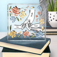 Hand In Hand, I Will Always Protect You - Gift For Mom, Grandma - Personalized Square Shaped Acrylic Plaque