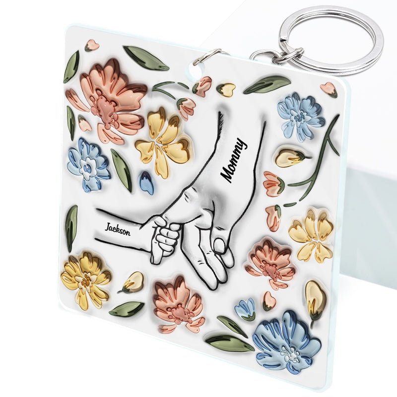 Hand In Hand, I Will Always Protect You - Gift For Mom, Grandma - Personalized 3D Inflated Effect Printed Acrylic Keychain