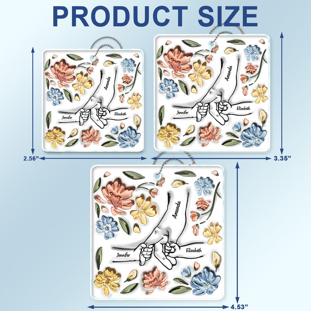 Hand In Hand, I Will Always Protect You - Gift For Mom, Grandma - Personalized 3D Inflated Effect Printed Acrylic Car Hanger