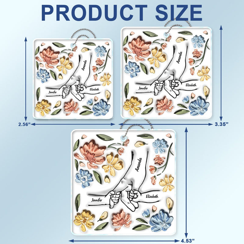 Hand In Hand, I Will Always Protect You - Gift For Mom, Grandma - Personalized 3D Inflated Effect Printed Acrylic Car Hanger