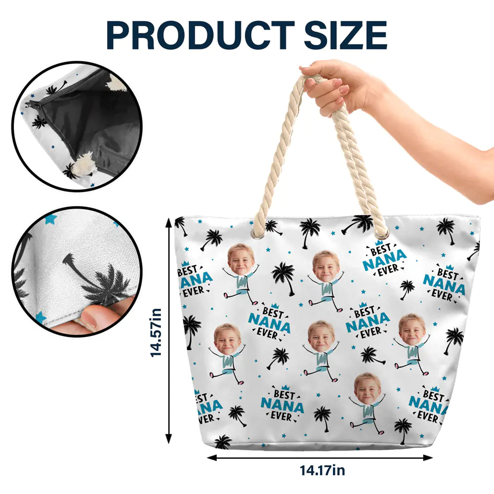 Custom Photo Best Nana Ever - Personalized Beach Bag