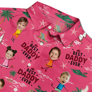 Custom Photo Best Dad Ever Palm Tree And Sailing - Personalized Hawaiian Shirt