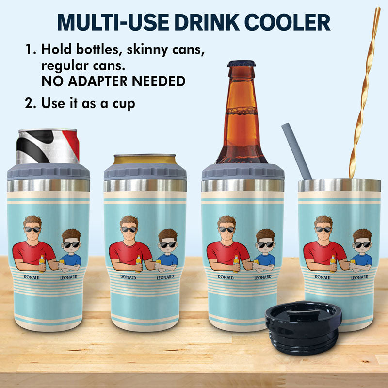 Dear Dad Great Job I'm Awesome Thank You Retro Young - Father Gift - Personalized Custom Triple 3 In 1 Can Cooler
