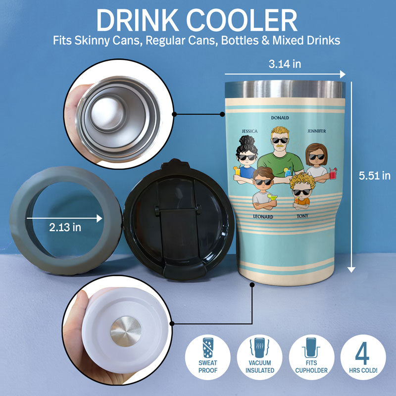 Dear Dad Great Job I'm Awesome Thank You Retro Young - Father Gift - Personalized Custom Triple 3 In 1 Can Cooler