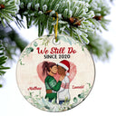Christmas Family Couple Together Since Husband And Wife - Gift For Couples - Personalized Custom Circle Ceramic Ornament