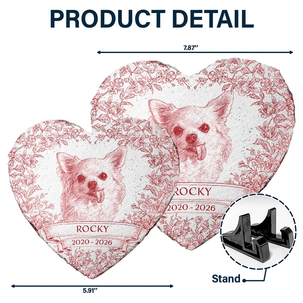 Pet Lovers,Pet Mom,Pet Dad,Dog Lovers,Dog Mom,Dog Dad,Cat Lovers,Cat Mom,Cat Dad,Custom Photo,Memorial,Sad - Custom Photo Pencil Sketch Forever Loved Dog Cat Portrait - Personalized Heart Memorial Garden Stone