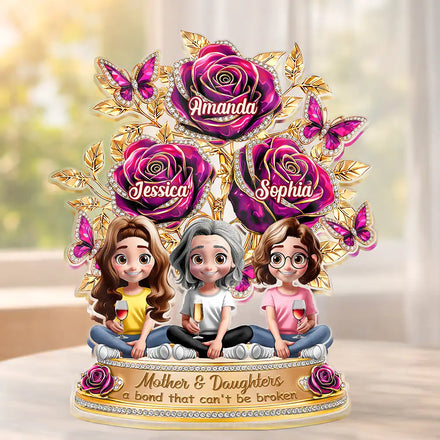 Mother & Daughter A Bond That Can't Be Broken Flower - Personalized Custom Shaped Acrylic Plaque