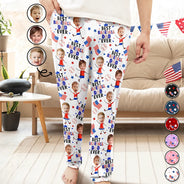 Gift For Father,Gift For Grandpa,Gift For Mother,Gift For Grandma,Happy,Baseball,Photo,Icon - Custom Photo Stars & Stripes Best Baseball Mom Dad Ever - Personalized Pajama Pants