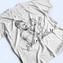 New Dad,New Mom,New baby,Non-Eng,Photo - Pencil Sketch,Adorable - Custom Photo Pencil Sketch Our First Father's Day Together - Personalized T Shirt