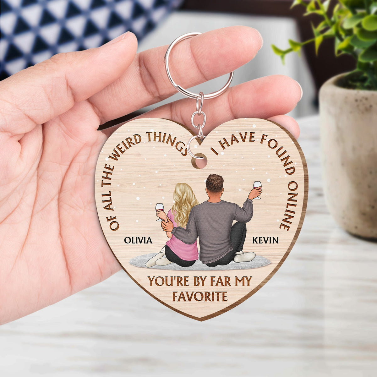 Of All The Weird Things - Gift For Couples, Husband, Wife - Personalized Wooden Keychain