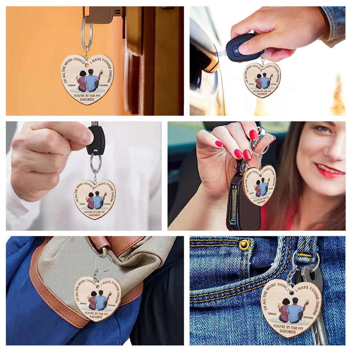 Of All The Weird Things - Gift For Couples, Husband, Wife - Personalized Wooden Keychain