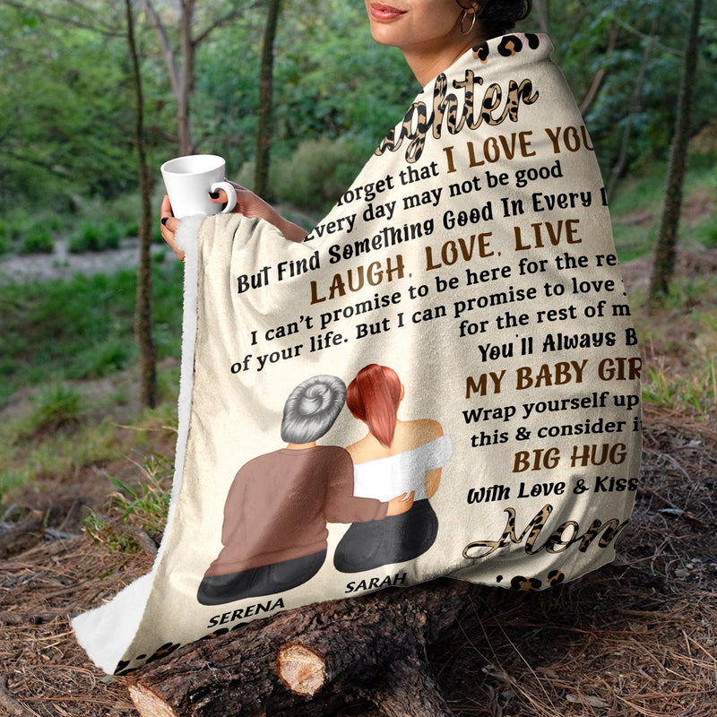 Never Forget That I Love You Mom Leopard Pattern - Gift For Daughters - Personalized Fleece Blanket, Sherpa Blanket