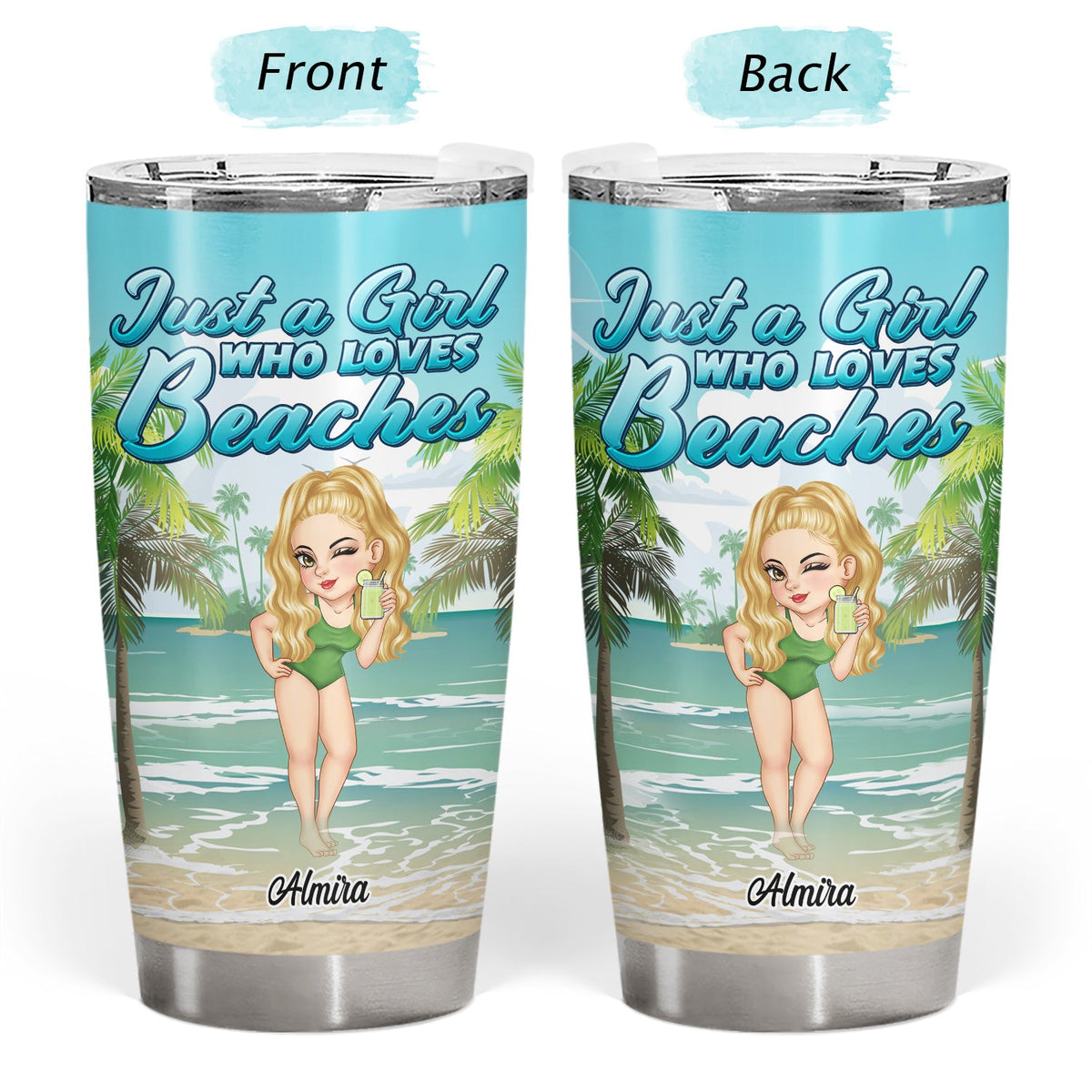 Tanned And Tipsy Beach Lovers - Personalized Tumbler