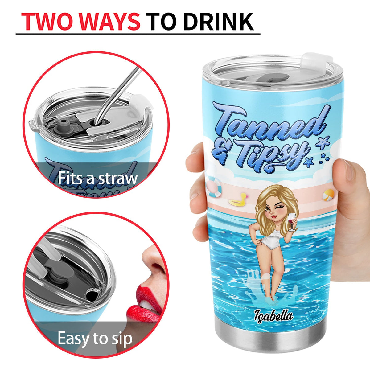 Tanned And Tipsy Beach Lovers - Personalized Tumbler