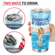 Tanned And Tipsy Beach Lovers - Personalized Tumbler