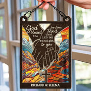God Blessed The Broken Road Christian Couple - Personalized Window Hanging Suncatcher Ornament