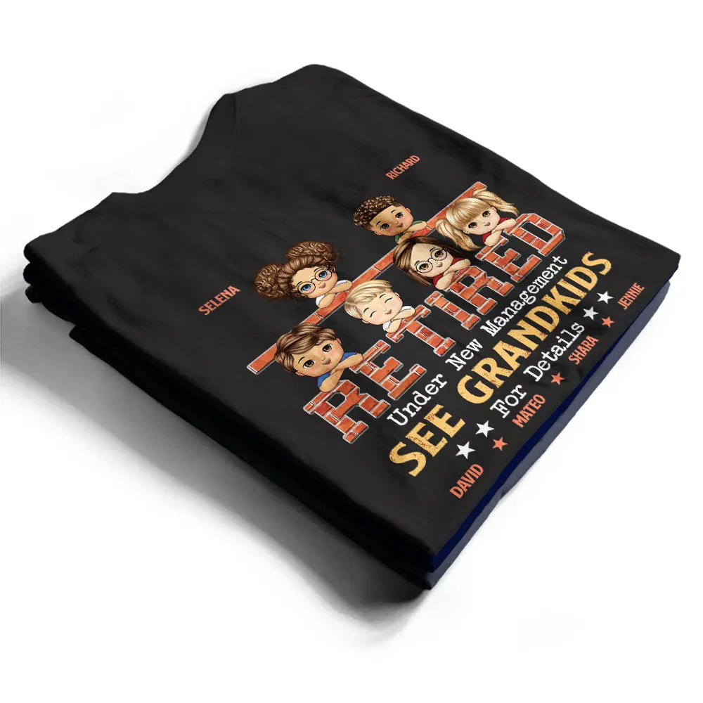 Retired Under New Management See Grandkids Chibi - Personalized T Shirt