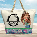 Monogram Floral Tropical Girl - Personalized Beach Bag