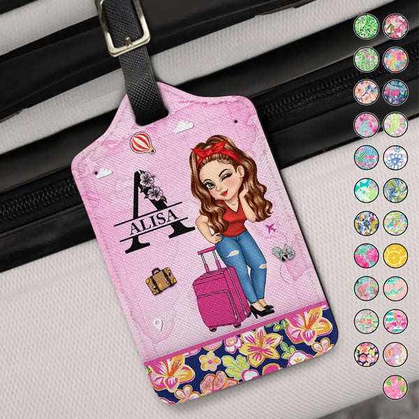 Monogram Floral Tropical Girl - Personalized Luggage Tag