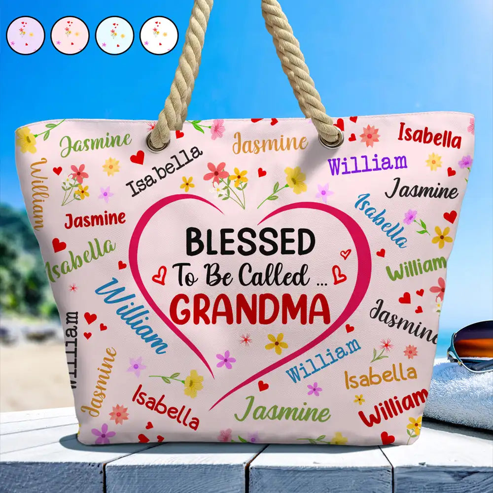 Gift For Yourself,Gift For Women,Gift For Grandma,Love,Gift For Mother - Bless To Be Called Grandma Nanny Nan - Personalised Beach Bag