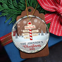 Christmas Noth Pole Family - Personalized Circle Glass Ornament