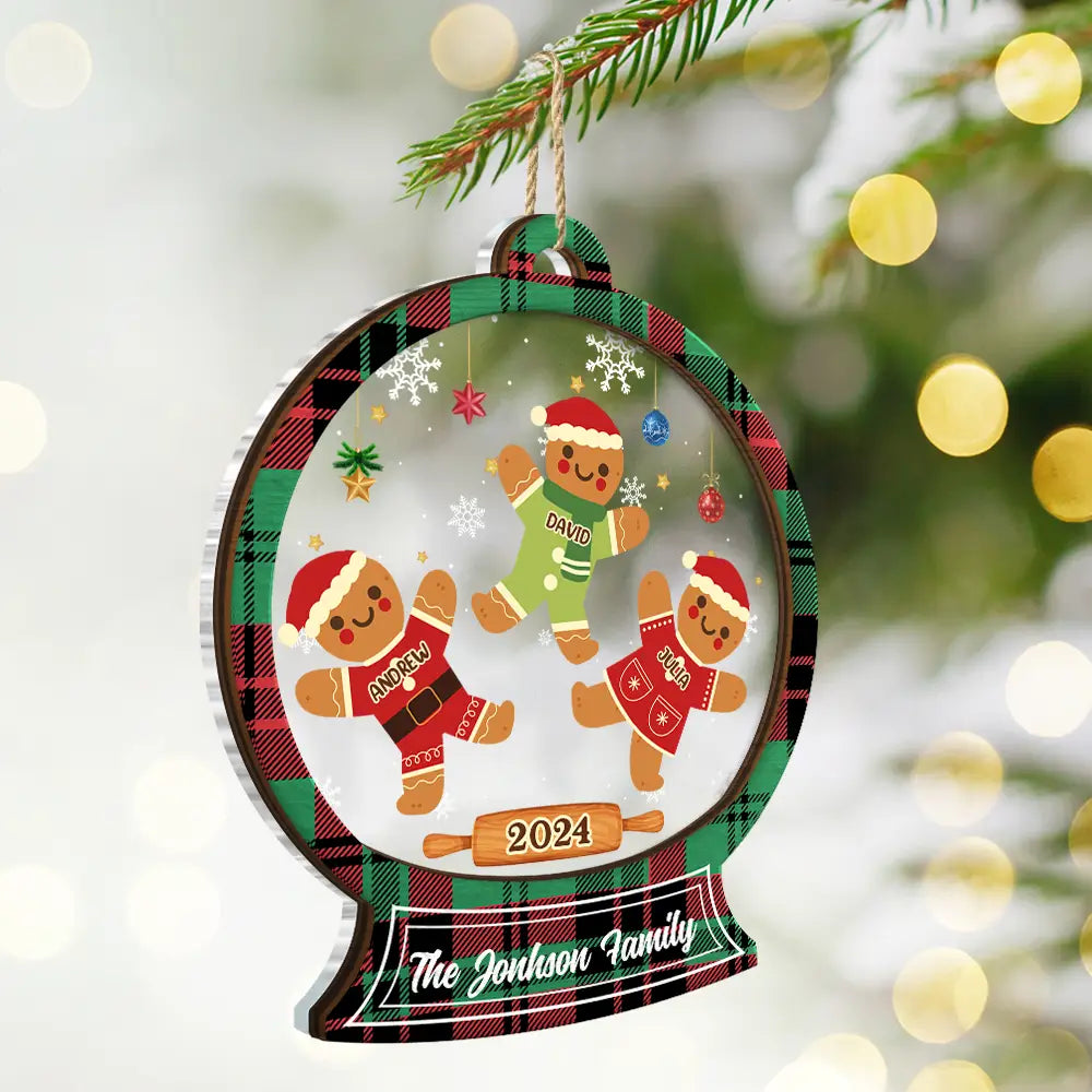 Christmas Cookies Gingerbread Family - Personalized 2-Layered Mix Ornament