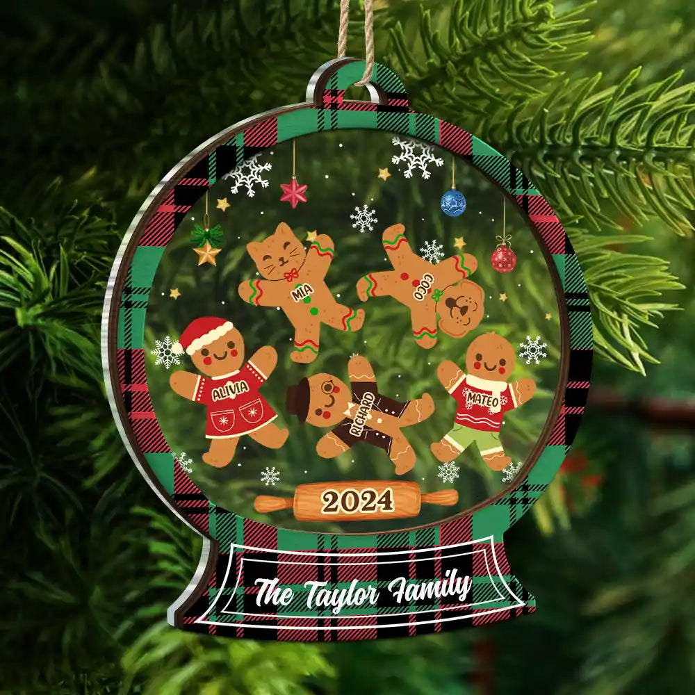Christmas Cookies Gingerbread Family - Personalized 2-Layered Mix Ornament
