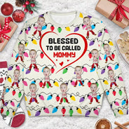 Custom Photo Blessed To Be Called Grandma Nana Mom - Personalized Unisex Ugly Sweater