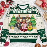 Family, Parents, Gift For Kids, Dog Lovers, Cat Lovers, Pet Lovers - Family Merry Christmas - Personalized Unisex Ugly Sweater