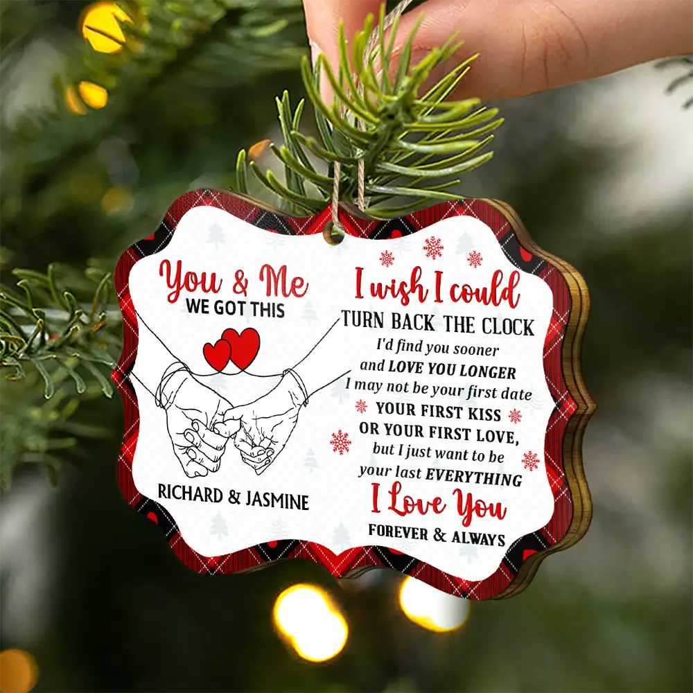 Gift For Couples - I Choose You To Do Life With Hand In Hand - Personalized Medallion Wooden Ornament