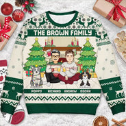 Christmas,Family,Happy,LGBT,Pet Lovers,Dog Lovers,Cat Lovers - Merry Christmas Family - Personalized Unisex Ugly Sweater