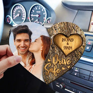 Custom Photo,Gift For Couples,Gift For Husband,Gift For Wife,Gift For Boyfriend,Gift For Girlfriend,Love - Custom Photo Drive Safe Couple Names - Personalized Custom Shaped Car Visor Clip