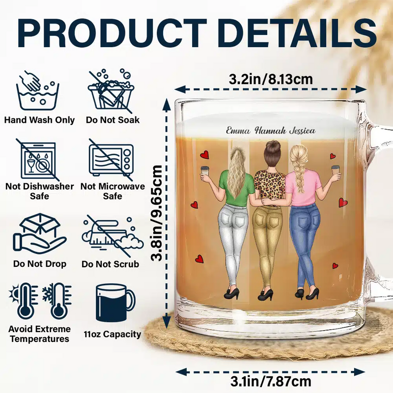 Funny,Gift For Bestie,Gift For Sisters,Gift For Sibling,Gifts For Colleagues - Never Too Far To Have Coffee Together - Personalized Glass Mug
