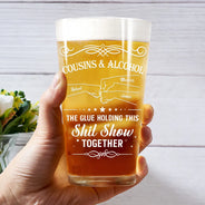 Gift For Brothers, Gift For Bestie, Gift For Sibling - Friends & Alcohol The Glue Holding This Together - Personalized Beer Glass