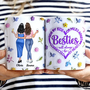 Gift For Bestie,Gift For Sisters,Happy - Sisters Will Always Be Connected By Heart - Personalized White Edge-to-Edge Mug