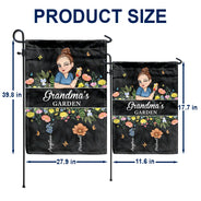 Gift For Grandma, Gardening, Gift For Mother - Birth Month Flower Grandma's Garden - Personalized Flag