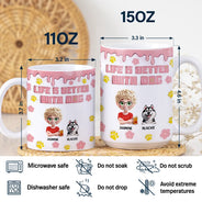 Pet Lovers,Pet Mom,Pet Dad,Dog Lovers,Dog Mom,Dog Dad - Life Is Better With Dogs 3D Effect - 3D Inflated Effect Printed Mug, Personalized White Edge-to-Edge Mug