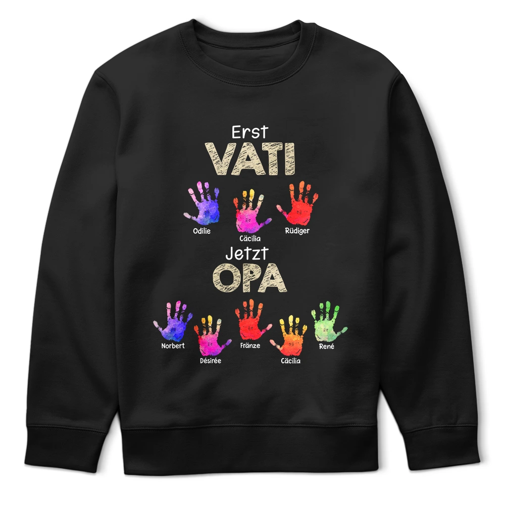Gift For Father,Gift For Grandpa - Handabdruck Erst Papa Jetzt Opa - Geschenk Für Papa Opa - Personalisiertes T Shirt
