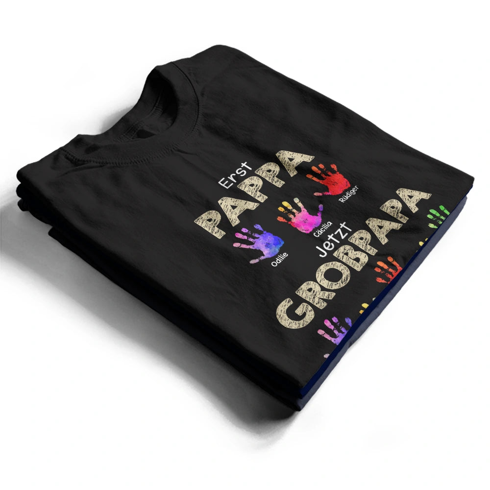 Gift For Father,Gift For Grandpa - Handabdruck Erst Papa Jetzt Opa - Geschenk Für Papa Opa - Personalisiertes T Shirt