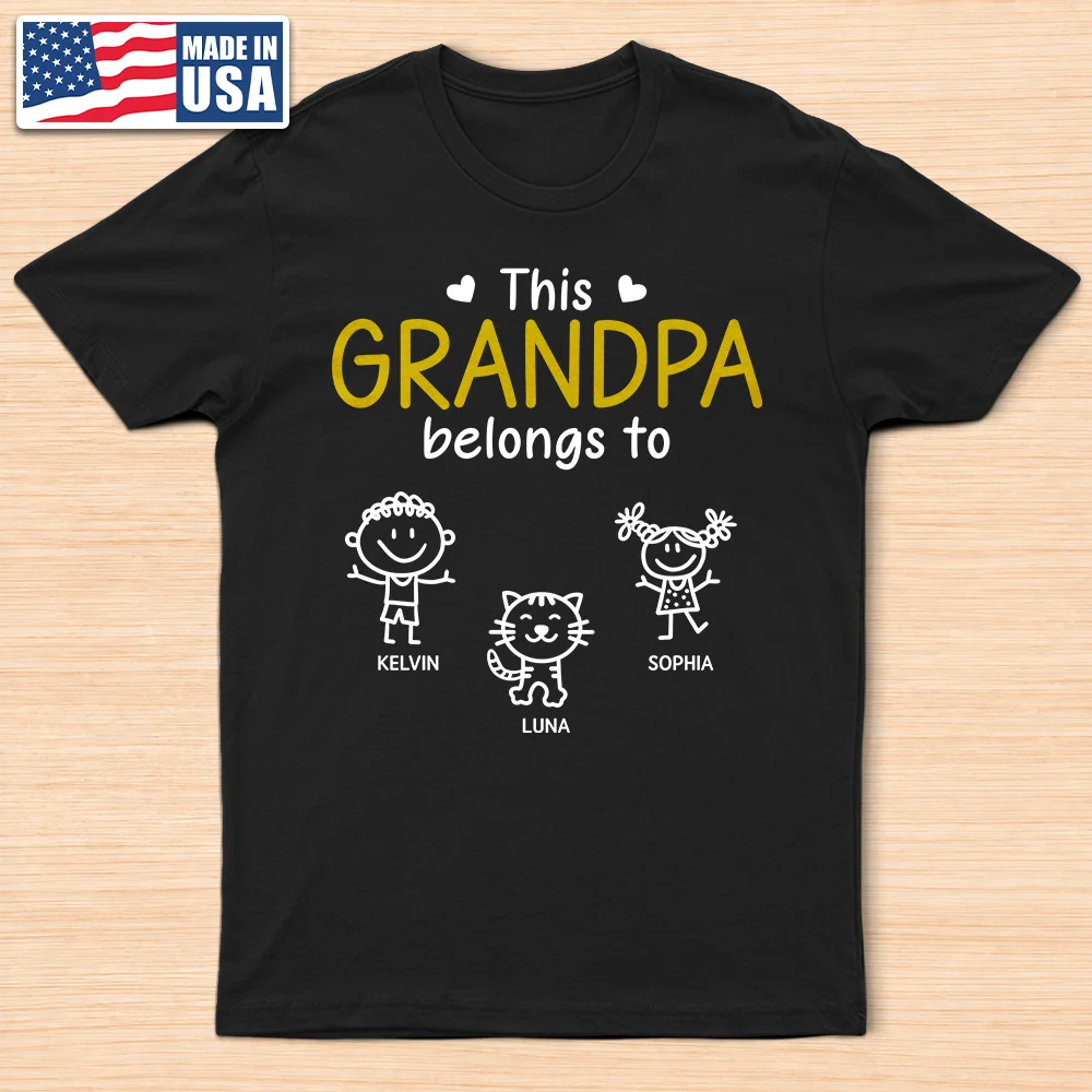 This Grandpa Belongs To Kid Stick Figures - Personalized T Shirt